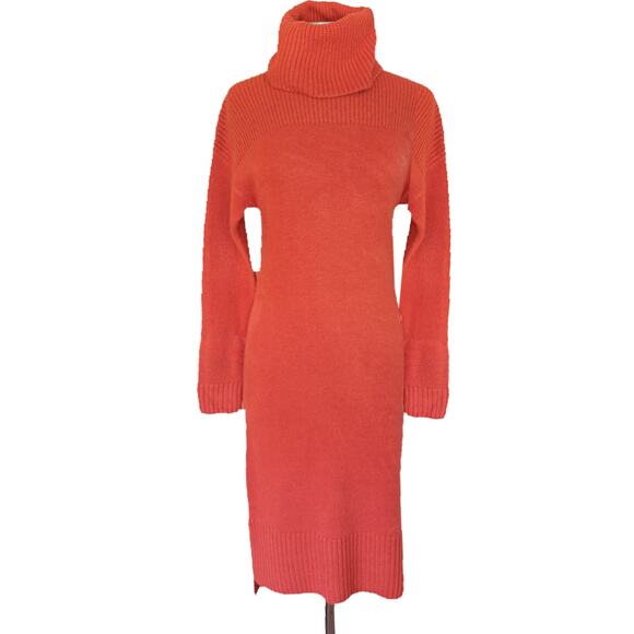 NORDSTROM Turtleneck Midi Sweater Dress Extra Small Pumpkin Orange  Fall - Picture 1 of 8